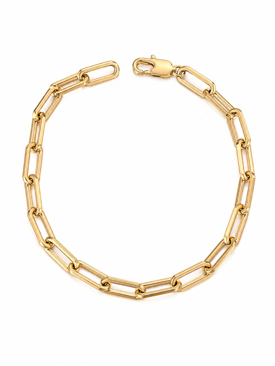 CHIVAL Montré Armband Dames - 18K Verguld Goud - Paperclip Schakelarmband - Goudkleurige Armband - Cadeau voor Vrouw