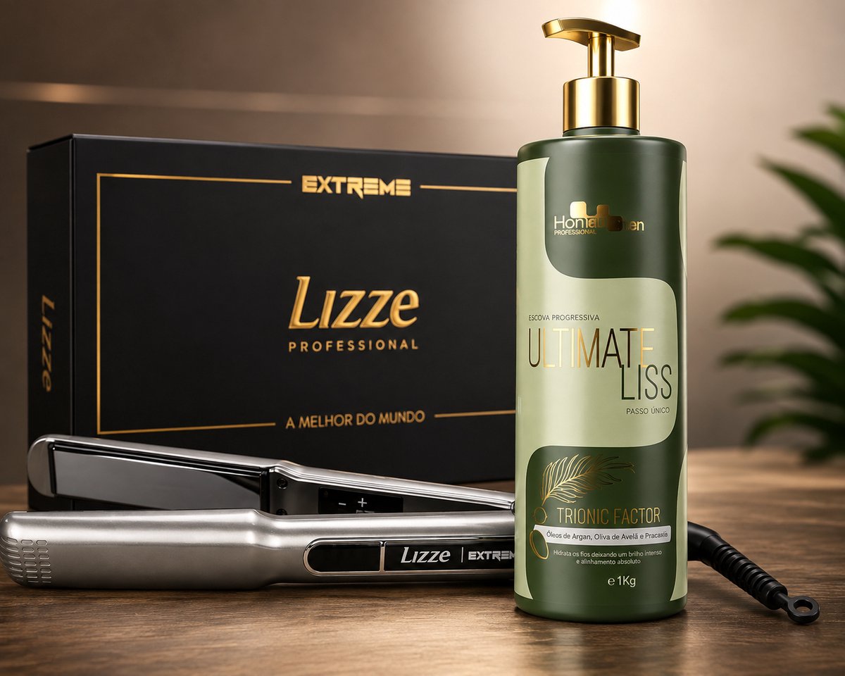 Hanna Lee Ultimate Liss Haar Proteïne Behandeling 1000ml + Lizze Extreme Titanium Stijltang 250°C | Professionele Brazilian Protein & Straightening Set