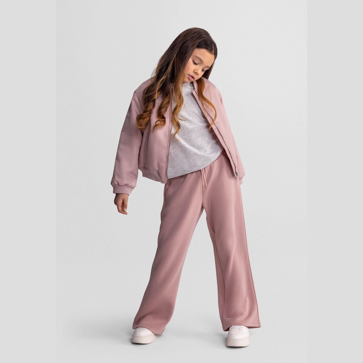 Minoti joggingbroek meisjes wide leg - viscose - roze