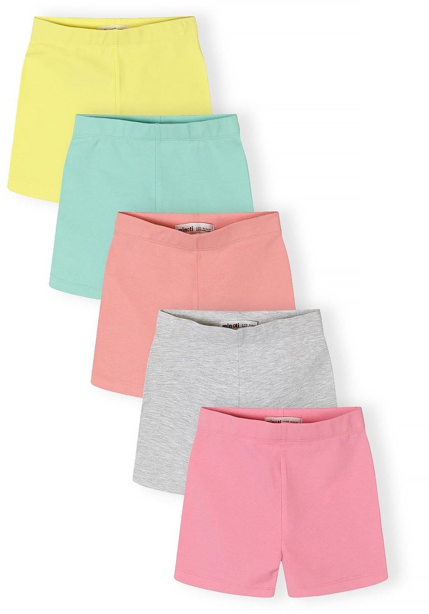 Minoti korte broek meisjes 5-pack stretch - katoen - roze