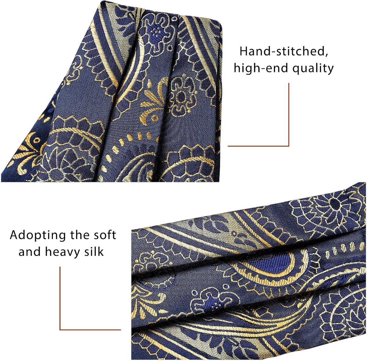Stropdassjaal voor heren, bruiloft, stippen, halsdoek, zakdoek, paisley, business, ascot, stropdas en pochet set