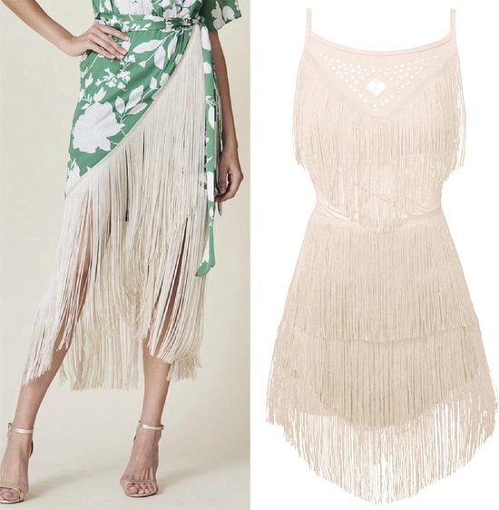 = Cuquillo-franjes om te Naaien van Flamenco en Sevilla. Samenstelling Rayon 100%. 10cm Lang. 5m Stukken - (Room) — afbeelding 3