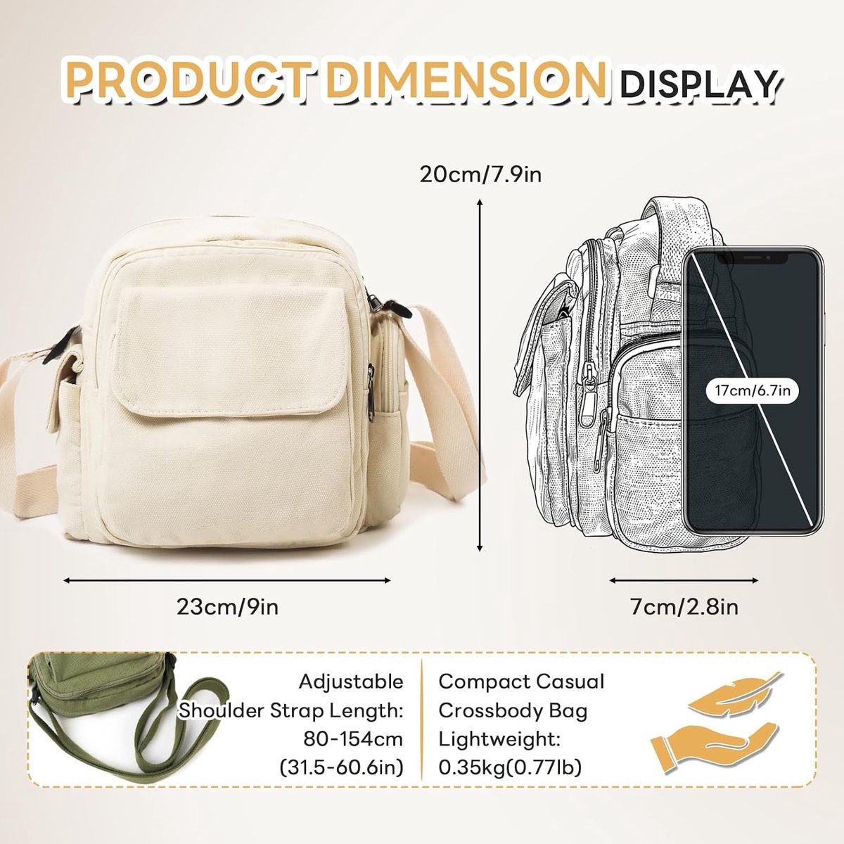 schoudertas, meerdere vakken, magneetsluiting, crossbody schoudertas voor dagelijks gebruik en reizen