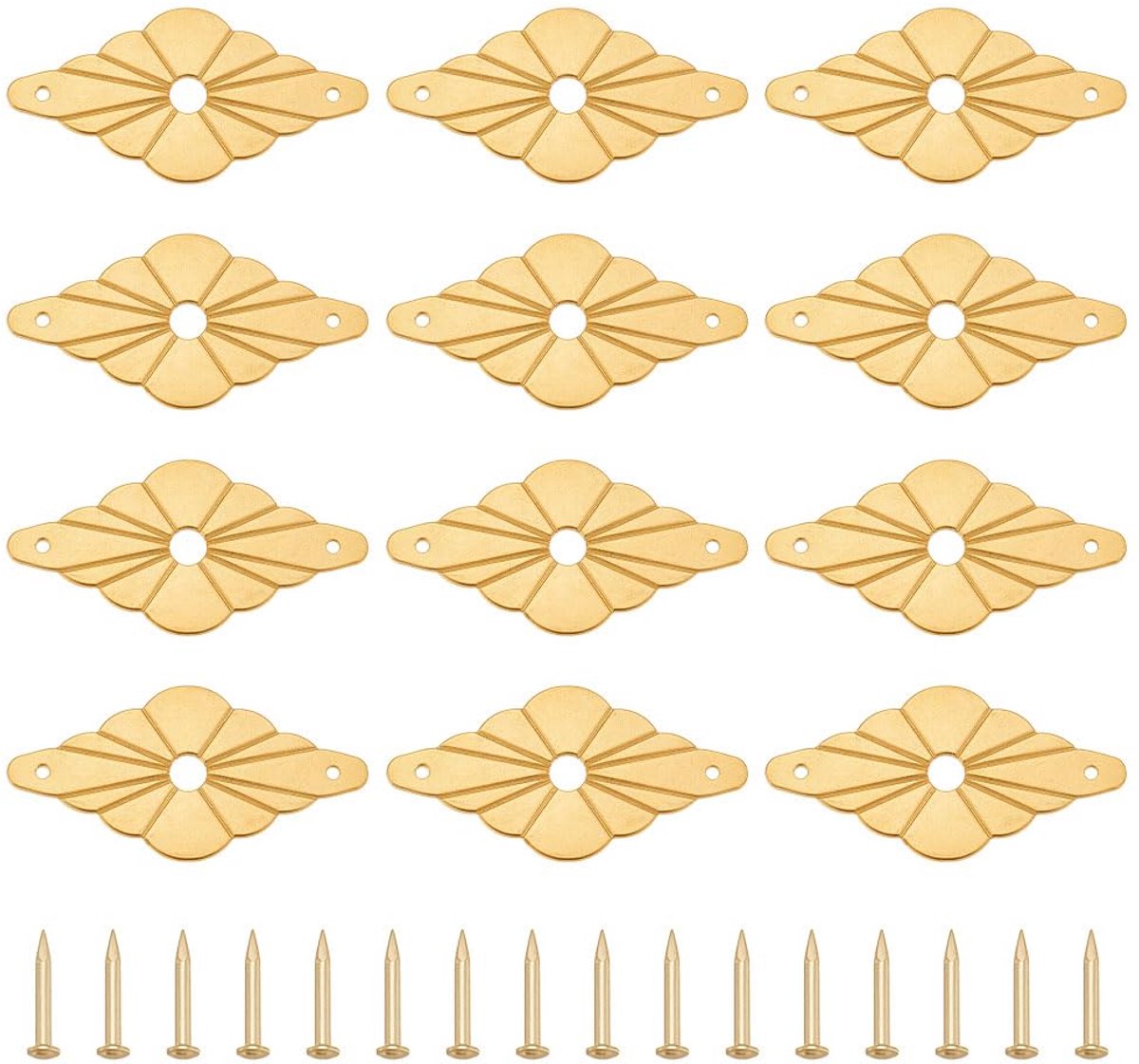 Platte ringen, messing sluitringen met decoratieve schroef, gouden afdichting, klassieke meubelversiering voor deurbeslag, kasten en laden, 3 x 6 cm, 12 stuks