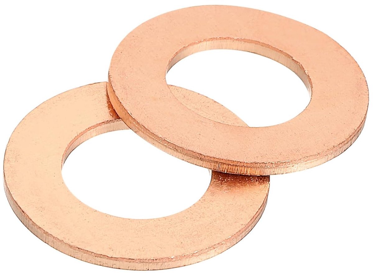 Platte sluitringen, 30 stuks sluitringen van koper, 22 mm, OD-ringafdichting van metaal voor schroeven, moeren