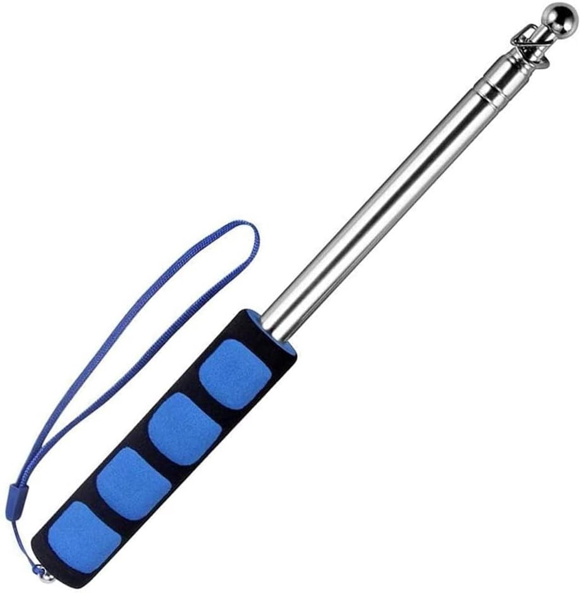 Telescopische vlaggenmast, 2M draagbare vlaggenpolen Roestvrijstalen draagbare vlaggenstok Draagbare uitschuifbare vlaggenmast voor leraar, klaslokaal, rondleiding, banner, vlag (blauw)