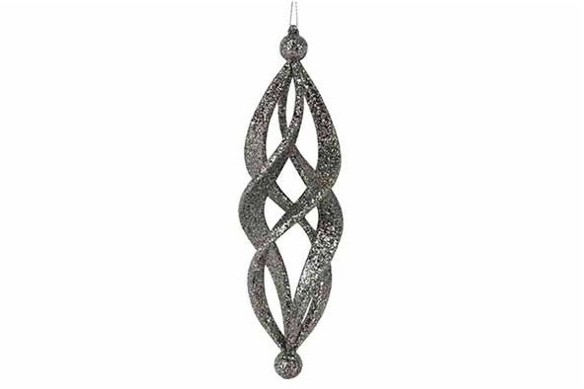 Spiraal Hanger Glitter Dark Zilver D5xh1 8cm Kunststof