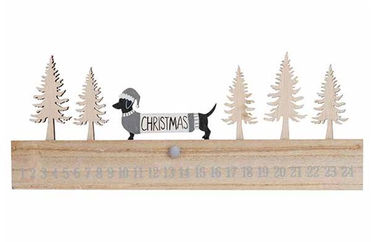 Letterdeco Christmas Teckle Xmas Trees N Atuur 35x2xh13,5cm Langwerpig Hout