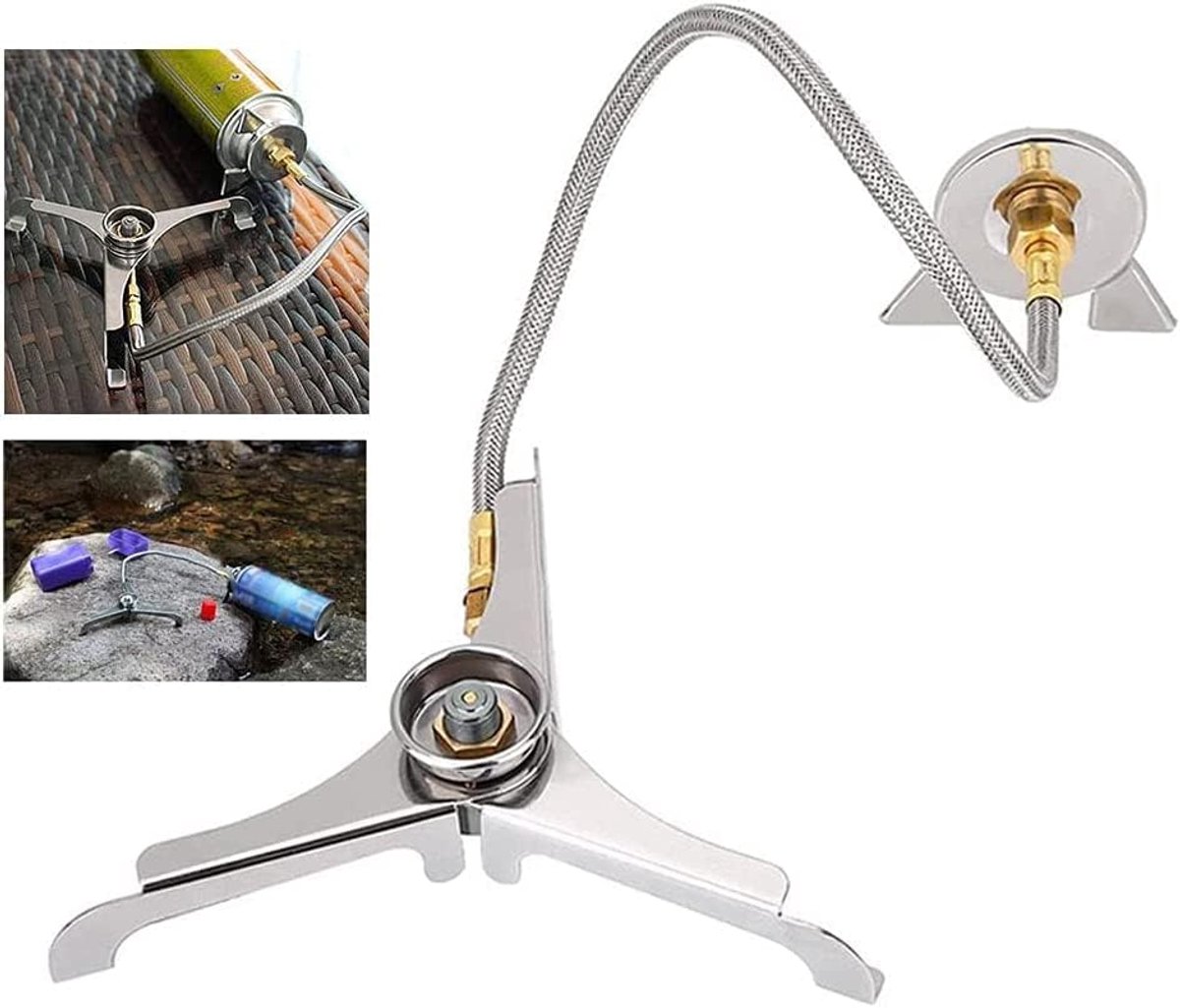 Adapter Gas Tank Adapter Gas Converter 3-hoekige Lange Cilinder Air Tank Conversie Adapter voor Camping Picknick Zilver Kachel Adapter Klep Bus