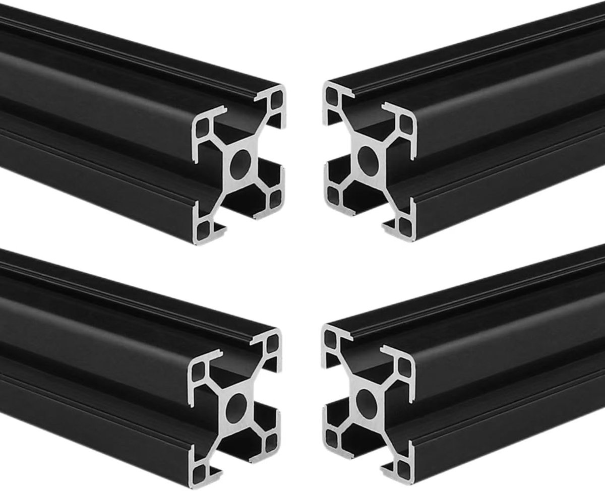 4 stuks aluminium profielen, 30 x 30 mm lengte (200 mm = 20 cm), T-type, zwart aluminium profielen 3030, Europese standaard, geanodiseerde lineaire rails, extrusie, voor doe-het-zelf