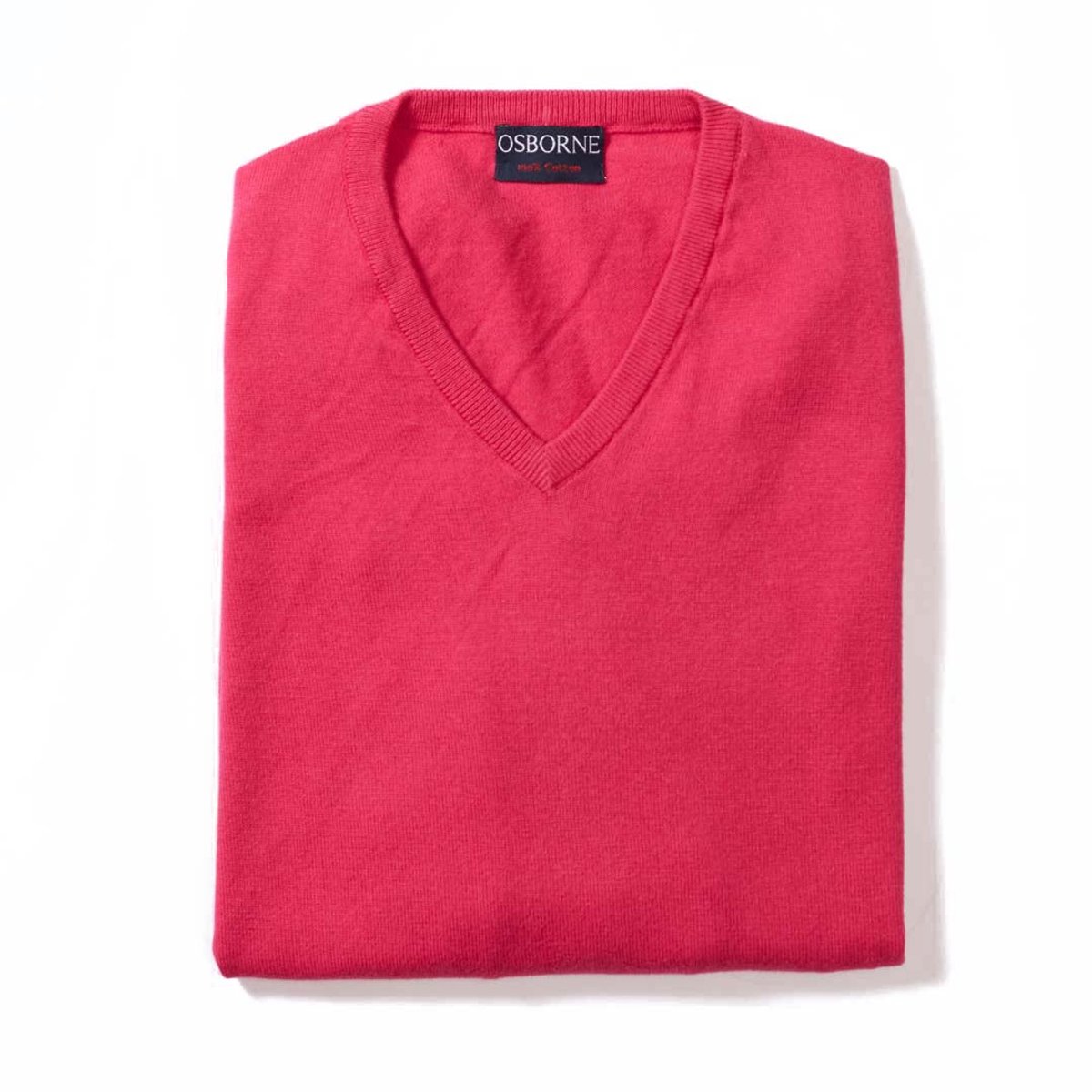 Osborne Knitwear Trui met V hals - Katoen - Pink - XL