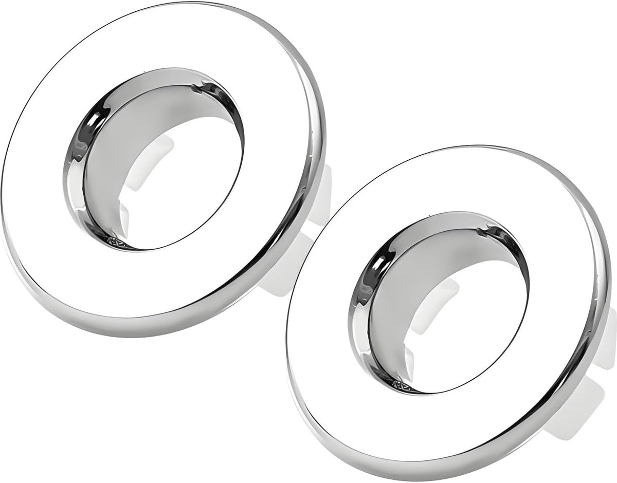 2 stuks wastafeloverloopafdekking, overlooprozet, wastafel voor wastafelgat met opening van 22-24 mm, zilveren overloopafdekkingen, ronde overloopstop voor keuken, badkamer (zilver)