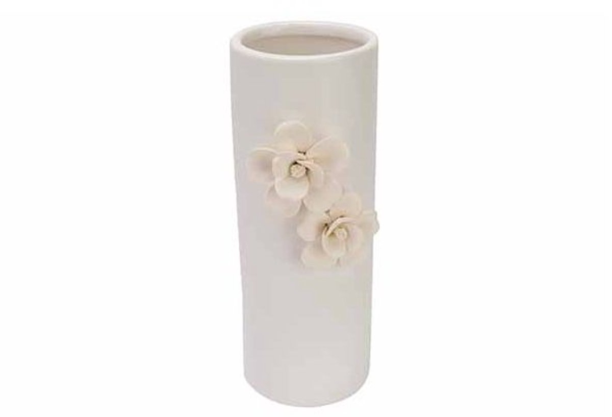 Vaas Flower Creme 8,7x7xh18,5cm Cilindri Sch Porselein