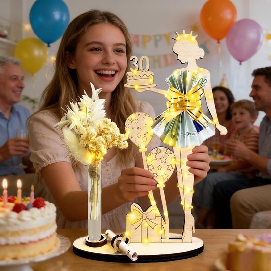 verjaardag 30e verjaardag vrouwen, LED 30e verjaardag decoratie 30e verjaardag vrouwen, gepersonaliseerd cadeau 30e verjaardag vrouw houten bord gastenboek (30) — afbeelding 2