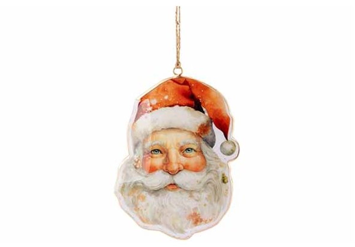 Hanger Vintage Santahead Rood Wit 11x1xh 16cm Ijzer
