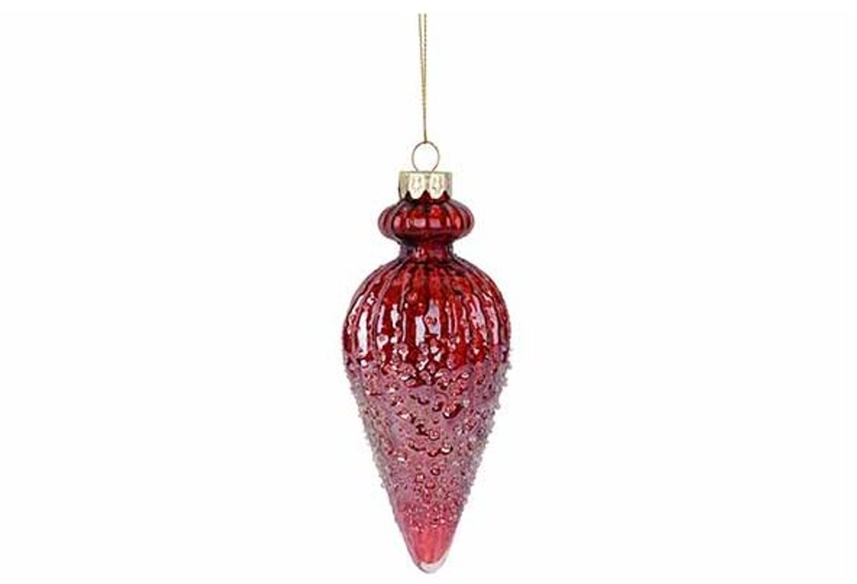 Hanger Cone Pearl Rood 6x6xh14cm Glas