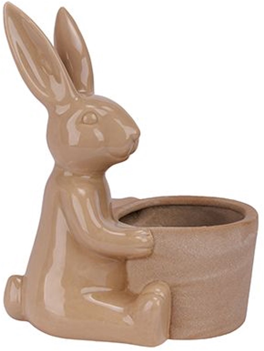 Konijn Rough Fl Pot Taupe 19,2x12,7xh23, 8cm Andere Porselein