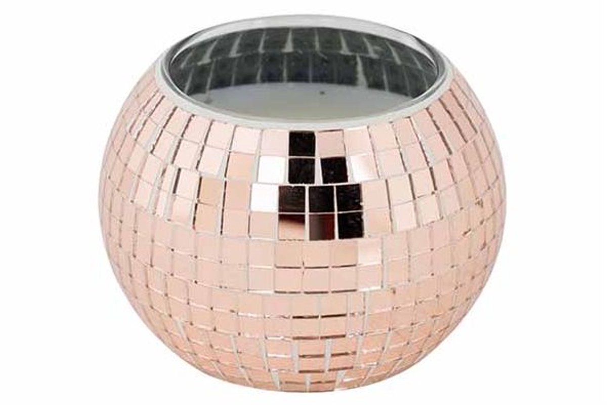 Geurkaars Disco Koper 8x8xh6cm Glas