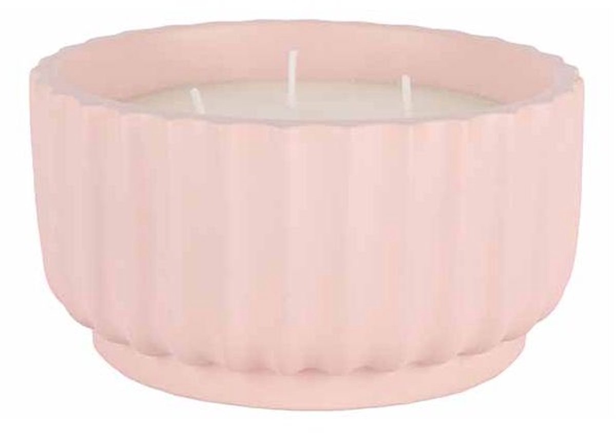 Geurkaars 3 Wicks Lichtroze 14x14xh7,5cm Rond Cement