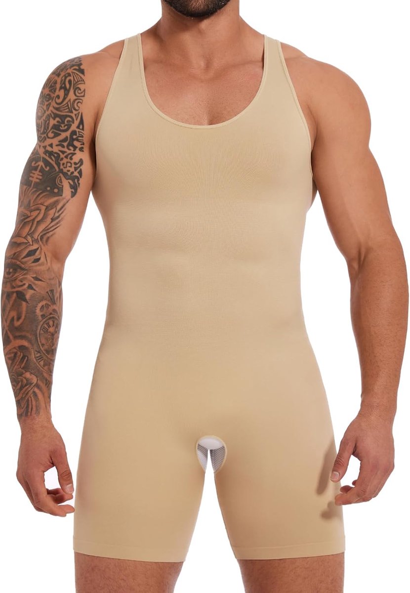 Shapewear onderhemd voor heren, buikweg, full body shaper, herenondergoed, bodysuit, naadloos, licht shaping tanktop