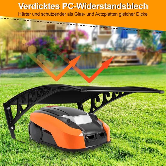 Dak voor robotmaaier, 106 x 87 x 50 cm, garage van polycarbonaat, carport, garage, overkapping voor robotmaaier, regenbescherming, uv-bescherming (zwart) — afbeelding 2