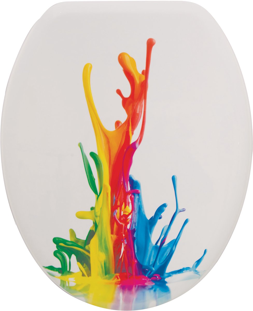 Spirella Toiletbril Soft-Close met Meerkleurig Paint Design – WC-Bril met Softclose Mechanisme voor Stille Sluiting