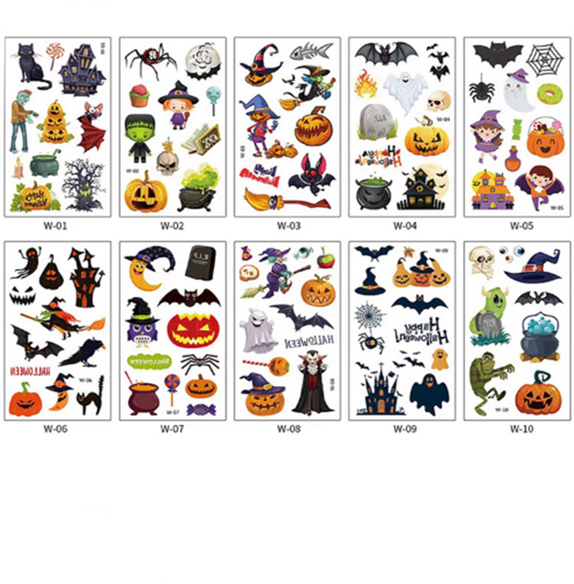 Tijdelijke Halloween-tatoeages 10 vellen