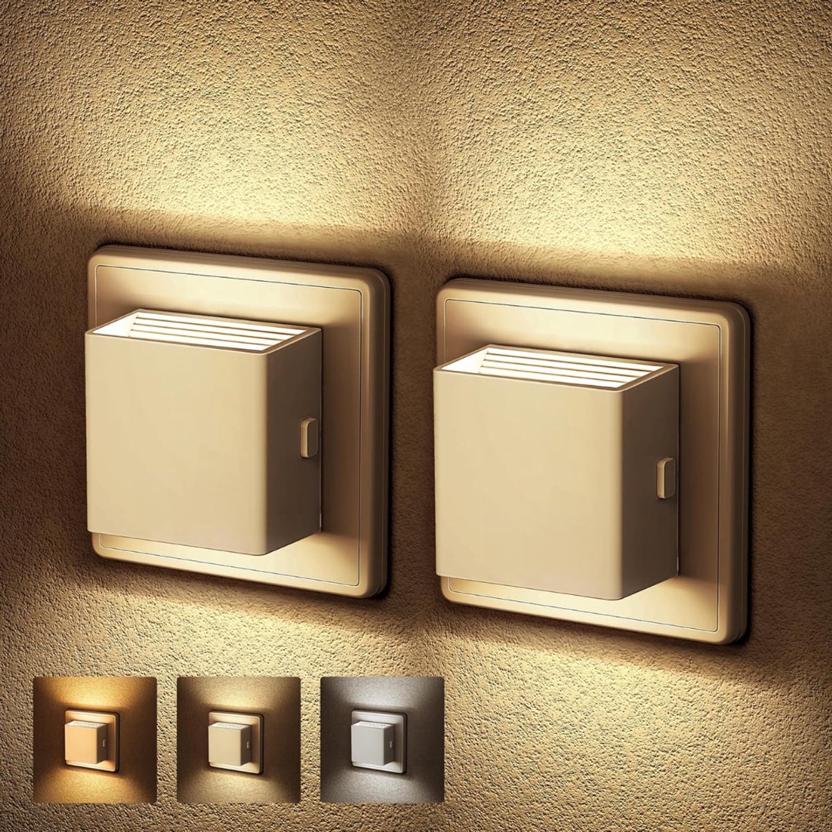 ZRNS® Nachtlampje Stopcontact - Stopcontactlampje - Bedlamp Slaapkamer - Met Schermeringssensor - 3 Kleurtemperaturen - 2 Stuks