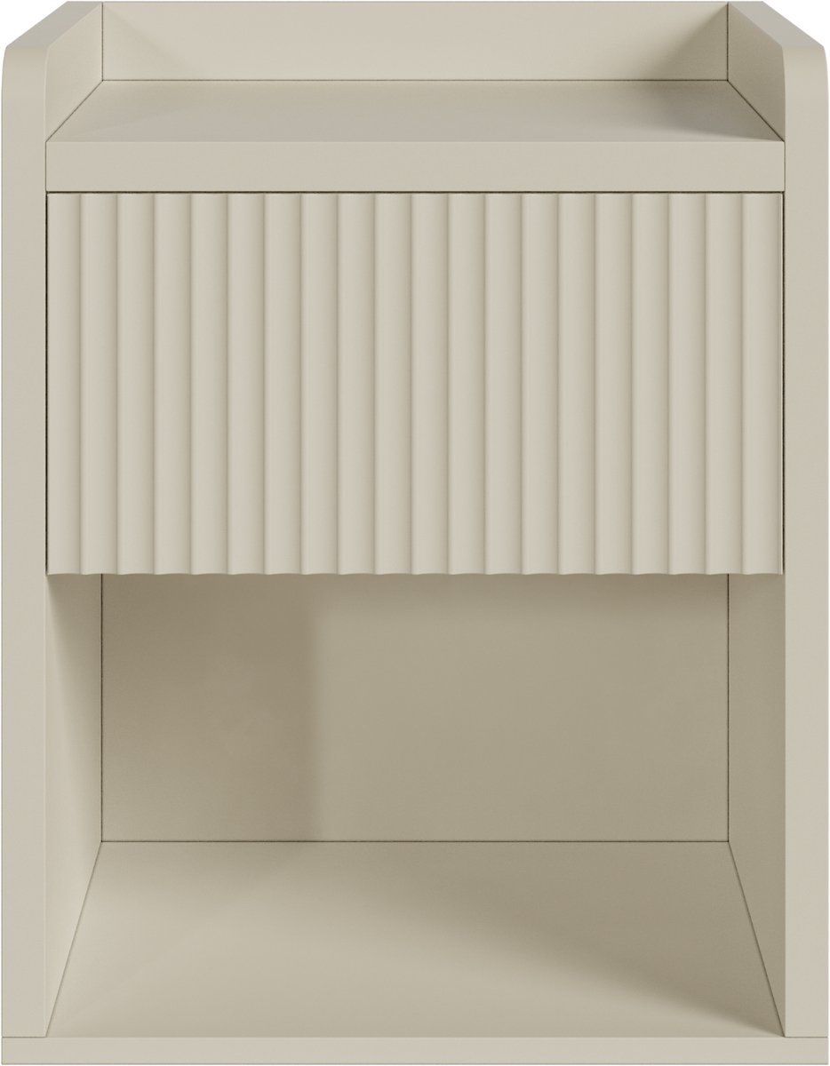 Nachtkast Nand met lade en open vak 55x45x39 cm havermout [en.casa]