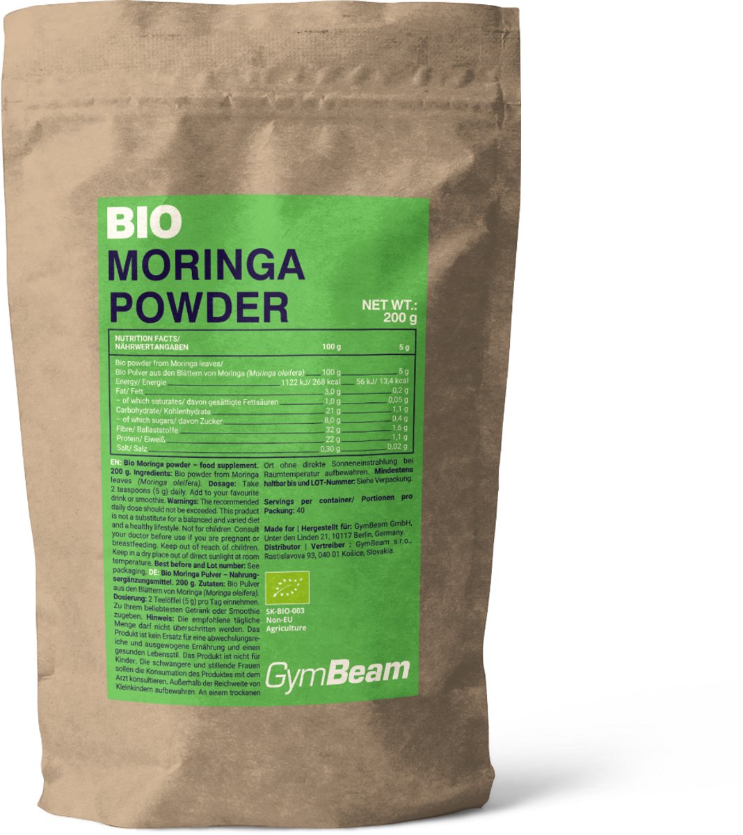 GymBeam BIO Moringa Poeder 200 g