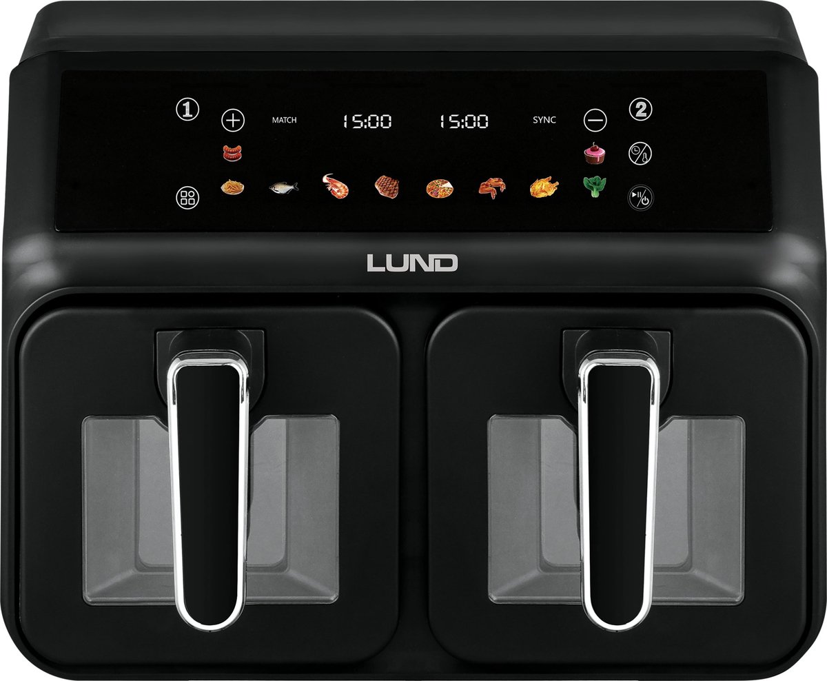 Dubbele Heteluchtfriteuse / Airfryer – 2200W – Dual Zone 8 Liter (2x 4L) – Digitaal LCD Display – Anti-Aanbak – Vaatwasserbestendig