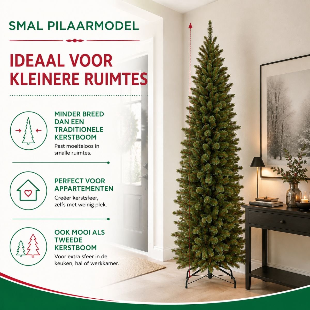 Triumph Tree Bristlecone Pilar - Kerstboom met Insteekconstructie en Duidelijke Kleurcodes - Kerstversiering voor Binnen - Kunstboom Smal Model - H215 x Ø89 cm - Groen – foto 7