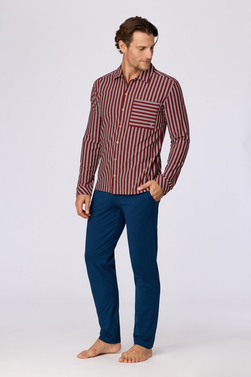 WOODY HEREN PYJAMA BORDEAUX STREEP - XL