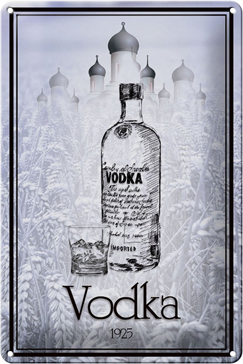 Blechschild Alkohol 20x30cm 1925 Vodka imported