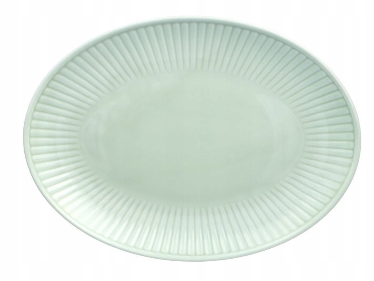 Ovale serveerschaal Dalia Fantazja 33 cm, pistachegroen porselein