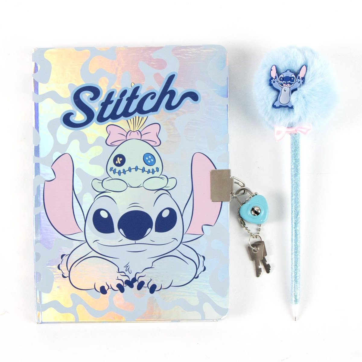 Stitch Dagboek met Slot en Pluche Pen – Gelinieerd Schrijfboek