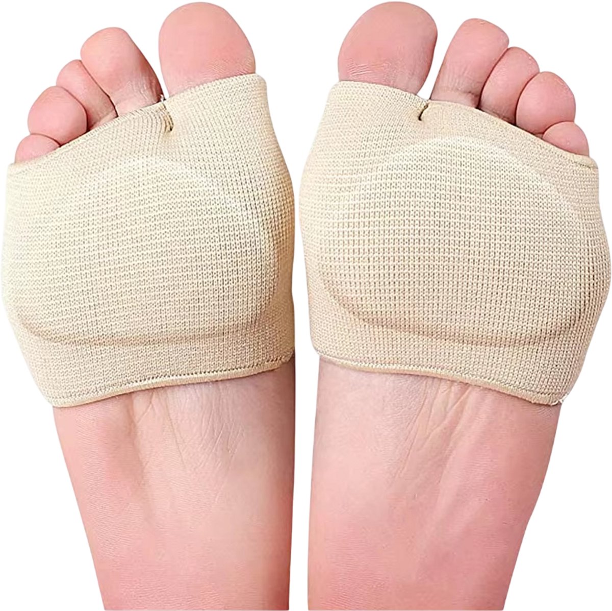 Siliconen Gel Inlegzolen voor Schoenen – Voorvoetkussens & Middenvoetkussens - Voetkussens tegen Voetpijn - Hallux Valgus Voetpads voor Dames en Heren - Beige - Maat S