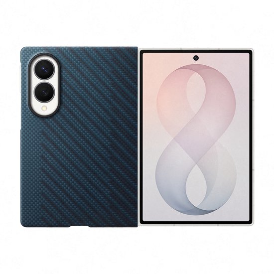 Samsung Galaxy Z Fold 8 Carbon Back Cover met Magneet Blauw