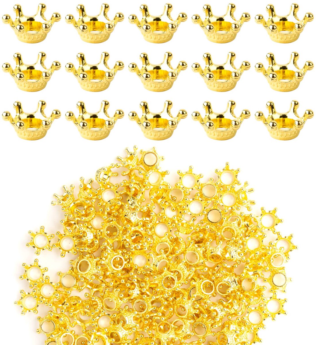 150 stuks kleine gouden kronen mini decoratie kroon bedels metalen spacer kralen kronen hangers tafeldecoratie strooidecoratie voor doe-het-zelf knutselen sieraden maken