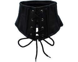 Kiotos - Zwart Lederen Lace-Up Corset Collar