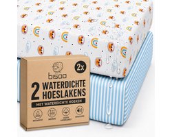 SnelShoppen - Bisoo Magische Hoeslaken 75x100cm - Volledig Waterdicht Fitted Sheet 2-in-1: Jersey Katoen & Matrasbeschermer - Baby Boxen, Bedjes & Wie
