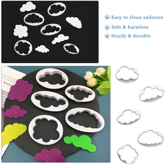 10 stuks wolken uitstekers cloud fondant cutter cookies cakesnijder voor bakruimte café verjaardag bruidstaart wolkvorm — afbeelding 3
