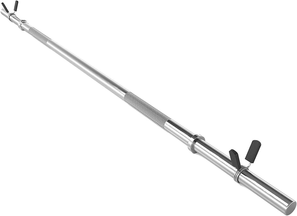 HT SPORT Lange halter voor gewichtheffen, verchroomd, 150 of 180 cm, diameter 25 mm, veersluiting