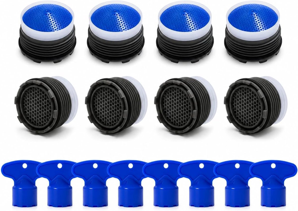 8 stuks beluchter keukenkraan M18,5 + sleutels, kraanopzetstuk, waterfilter, kraan, universele beluchter, spatbescherming, filter van onzuiverheden, beluchter voor keuken en badkamer