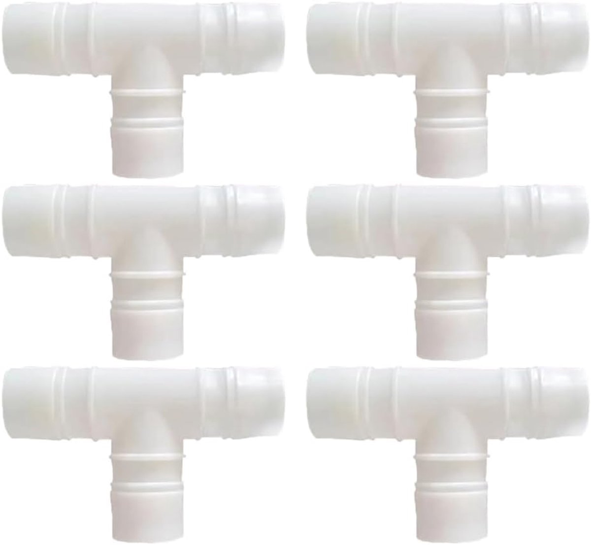 6 stuks slang kogelkraag T-vormige connector, 25 mm T-type gelijke pijpadapter, 3-weg kunststof pijpconnectors, kogelkraag kunststof fittingen buizen slangconnector