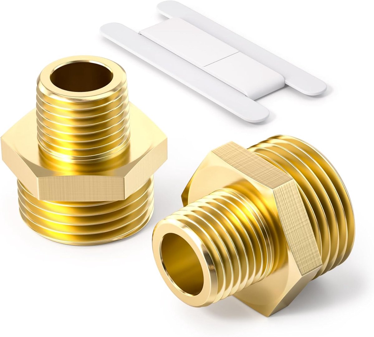 2 Stuks 1/8" Man Naar 1/4" Man BSP Draad Messing Hex Bus Verminderen Connector Voor Pijp Aansluiten Conversie