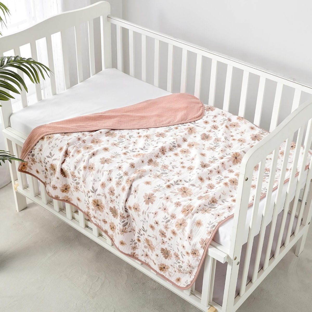 100% biologische bloemen katoenen mousseline babydeken voor pasgeborenen, essentieel voor babyborrel, verjaardagscadeau - madeliefje 100 x 100 cm
