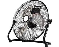 Casalora Krachtige Ventilator - Ventilator Staand - Industriële Vloerventilator 25CM – Zwarte Tafelventilator met 3 Snelheden, 130° Draaibare Luchtstroom, Aluminium Bladen voor Woonkamer, Garage en Werkplaats