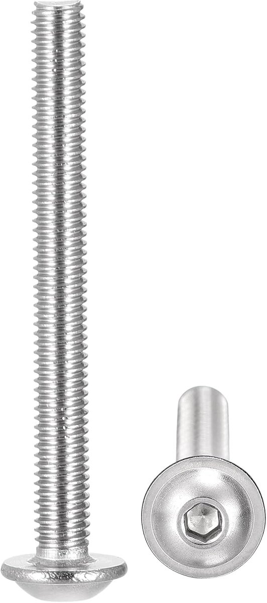 sourcing map Inbusschroeven met flens M3 x 30 mm, 304 roestvrij staal, bevestigingsschroeven, machineschroeven met volledige schroefdraad, 50 stuks