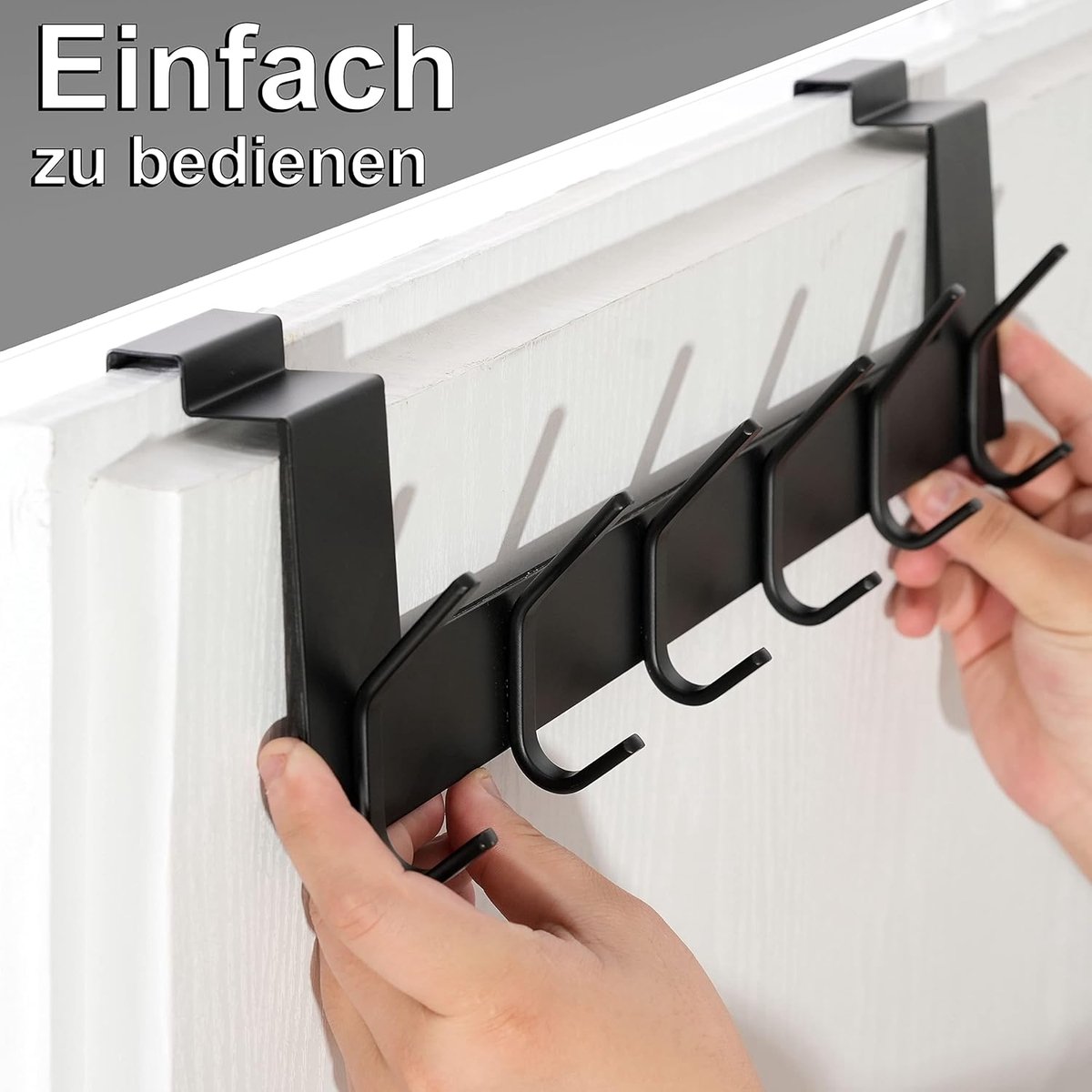 Deurhaken, deurhaken met 6 haken, zwart